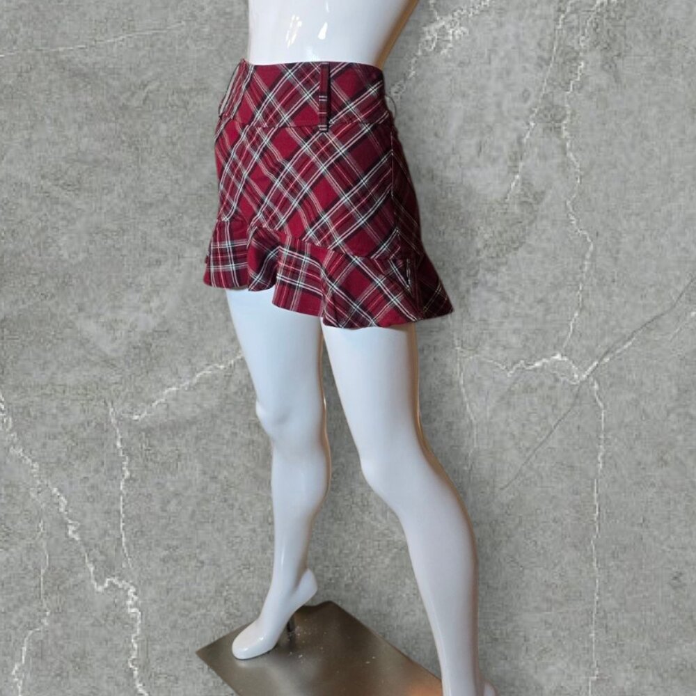 TRACY EVANS Plaid & Ruffled Mini Skirt sz small